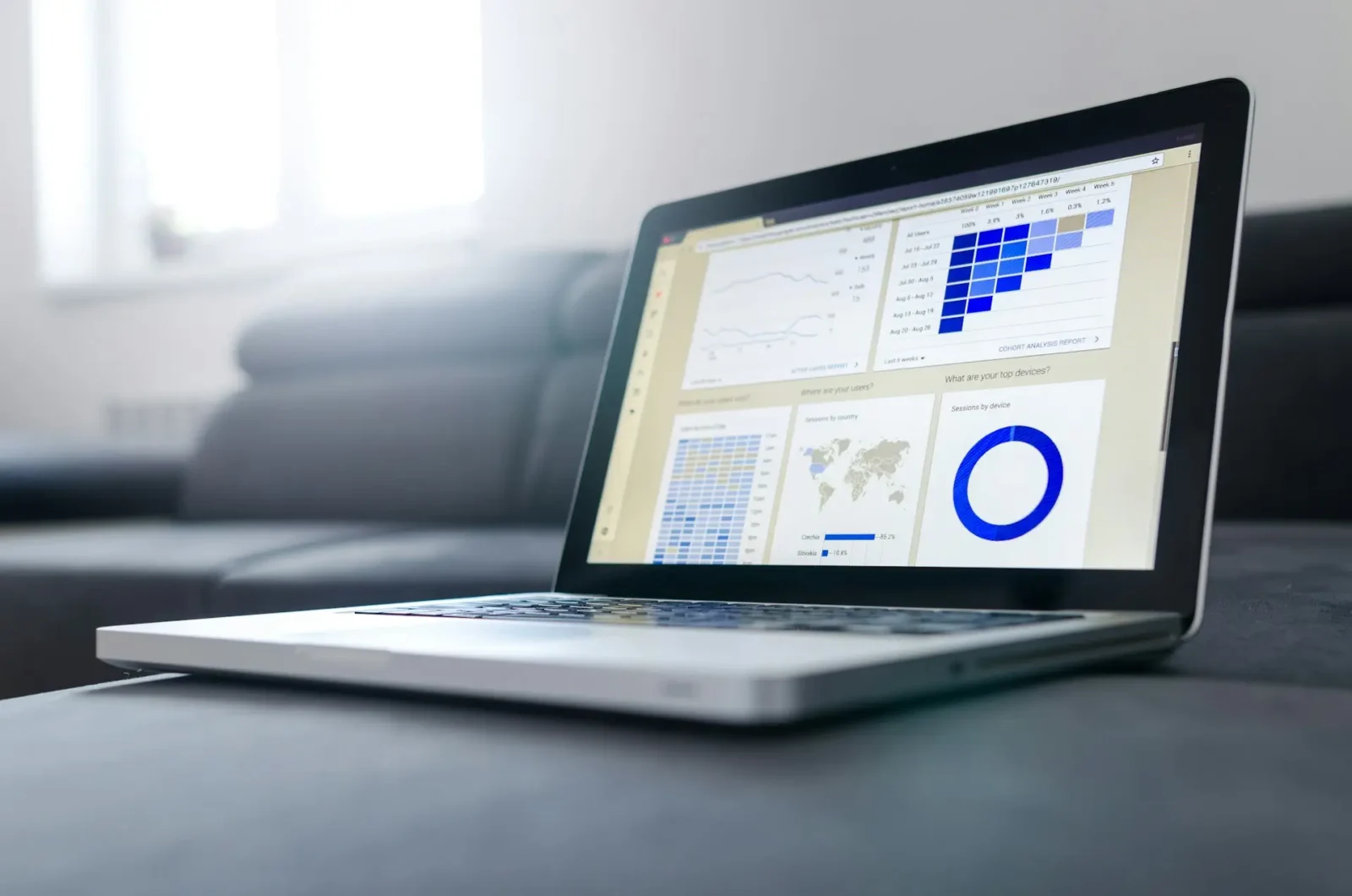 Data displayed on a laptop screen