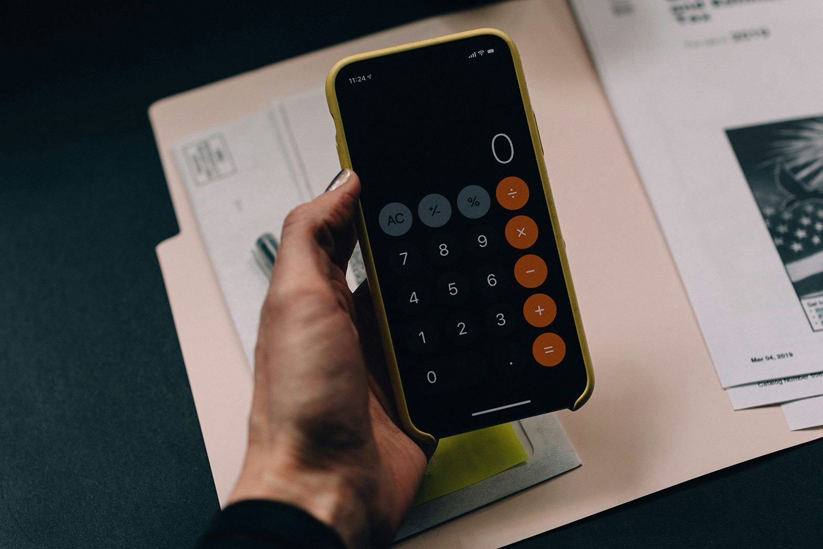 The calculator on a smartphone