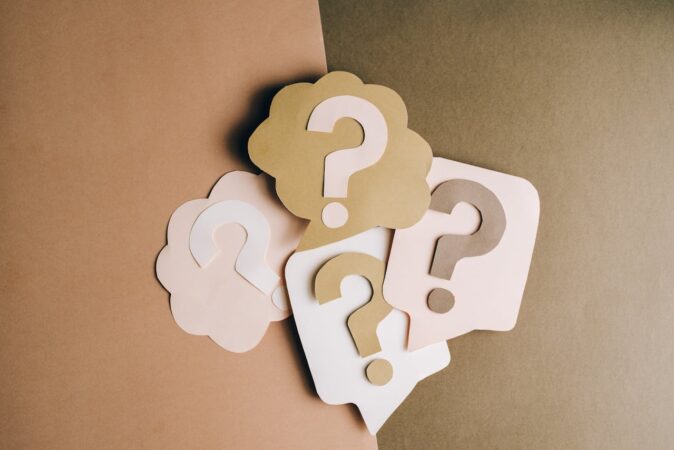 Question marks on paper crafts